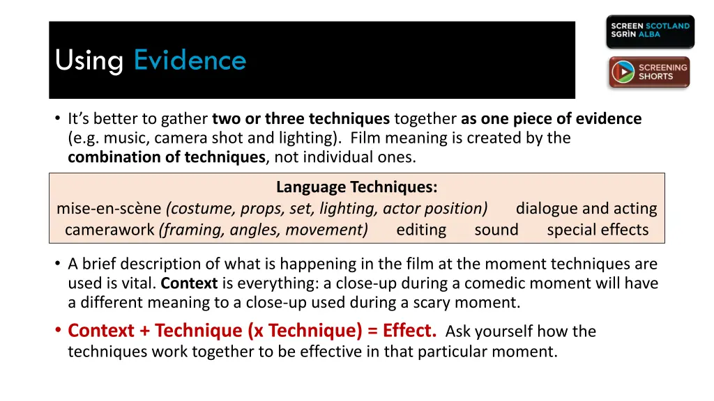 using evidence