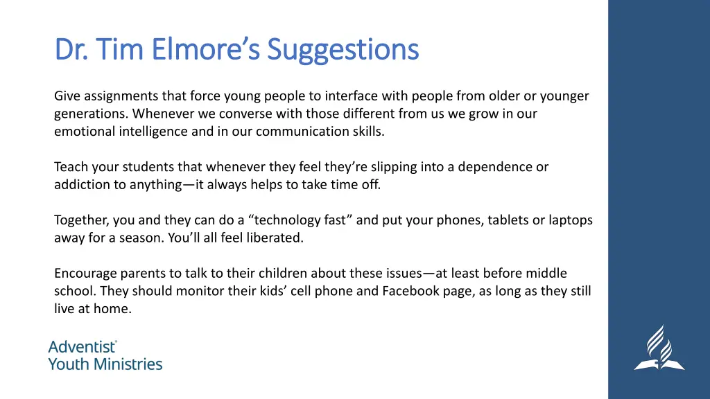 dr tim elmore s suggestions dr tim elmore