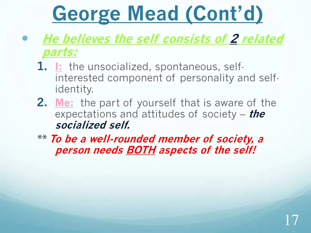 george mead cont d