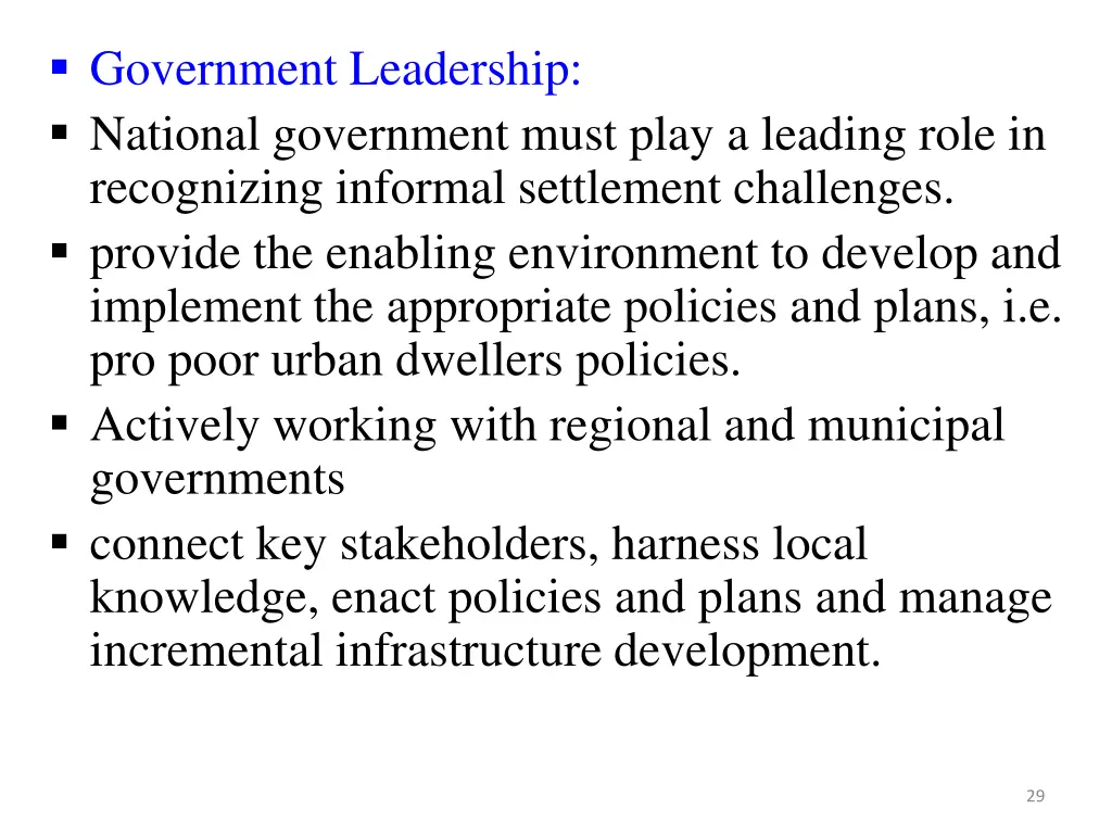 government leadership national government must