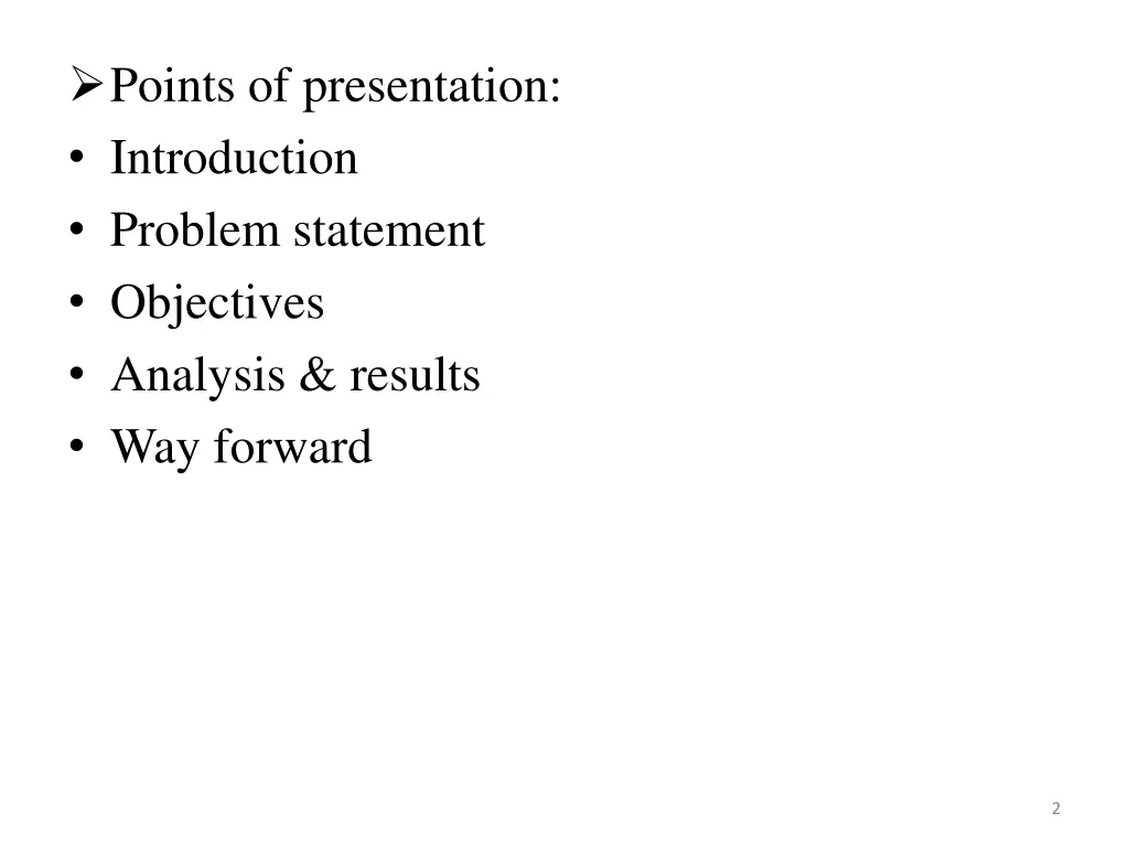 points of presentation introduction problem