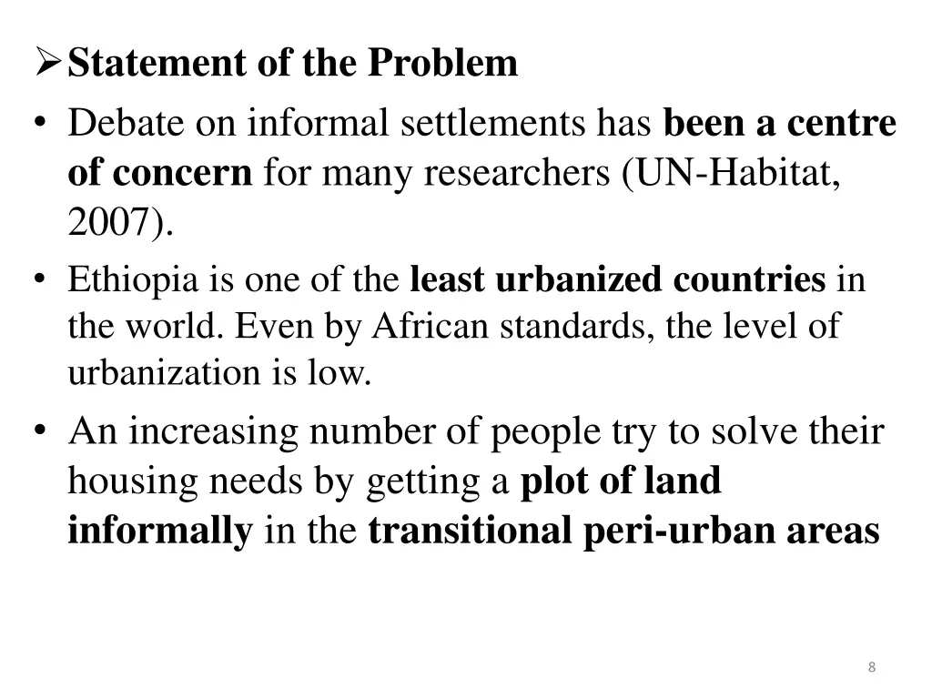 statement of the problem debate on informal