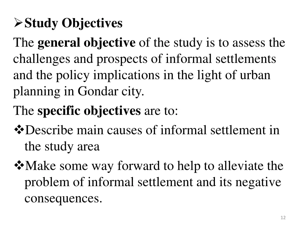 study objectives the general objective