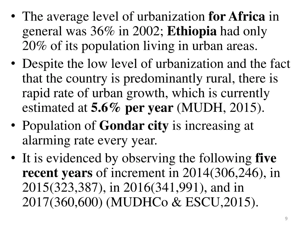 the average level of urbanization for africa