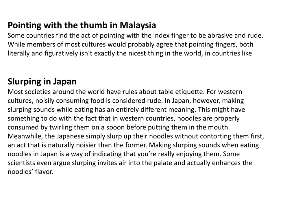 pointing with the thumb in malaysia some