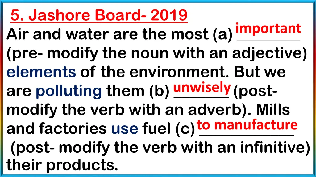 5 jashore board 2019 air and water are the most