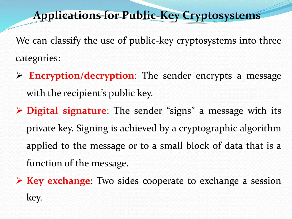 applications for public key cryptosystems