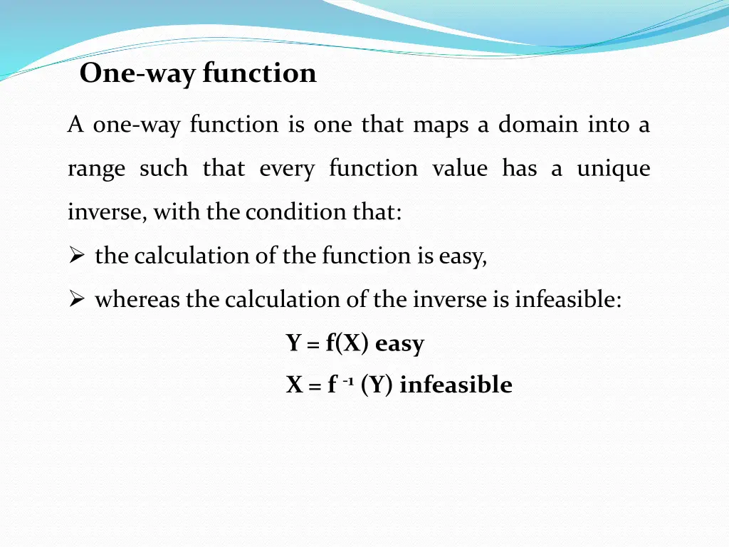 one way function