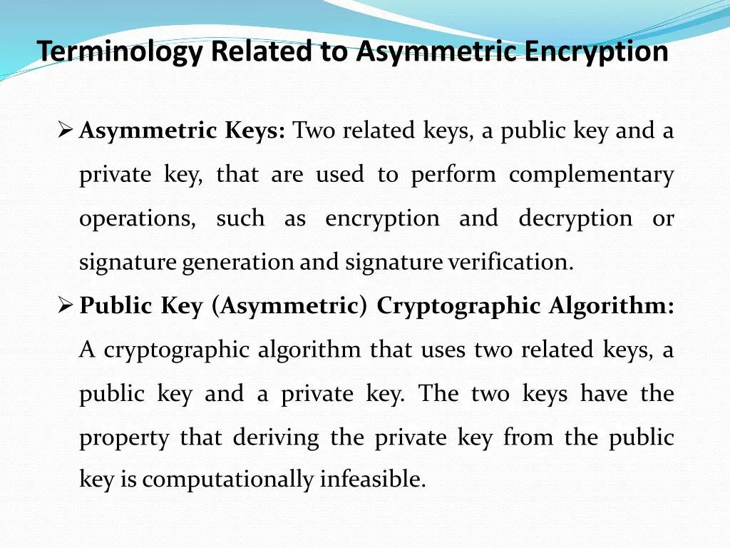 terminology related to asymmetric encryption