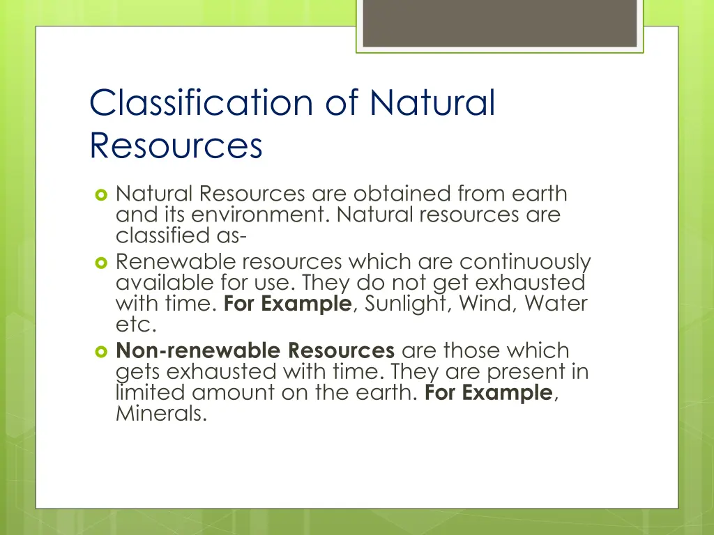 classification of natural resources