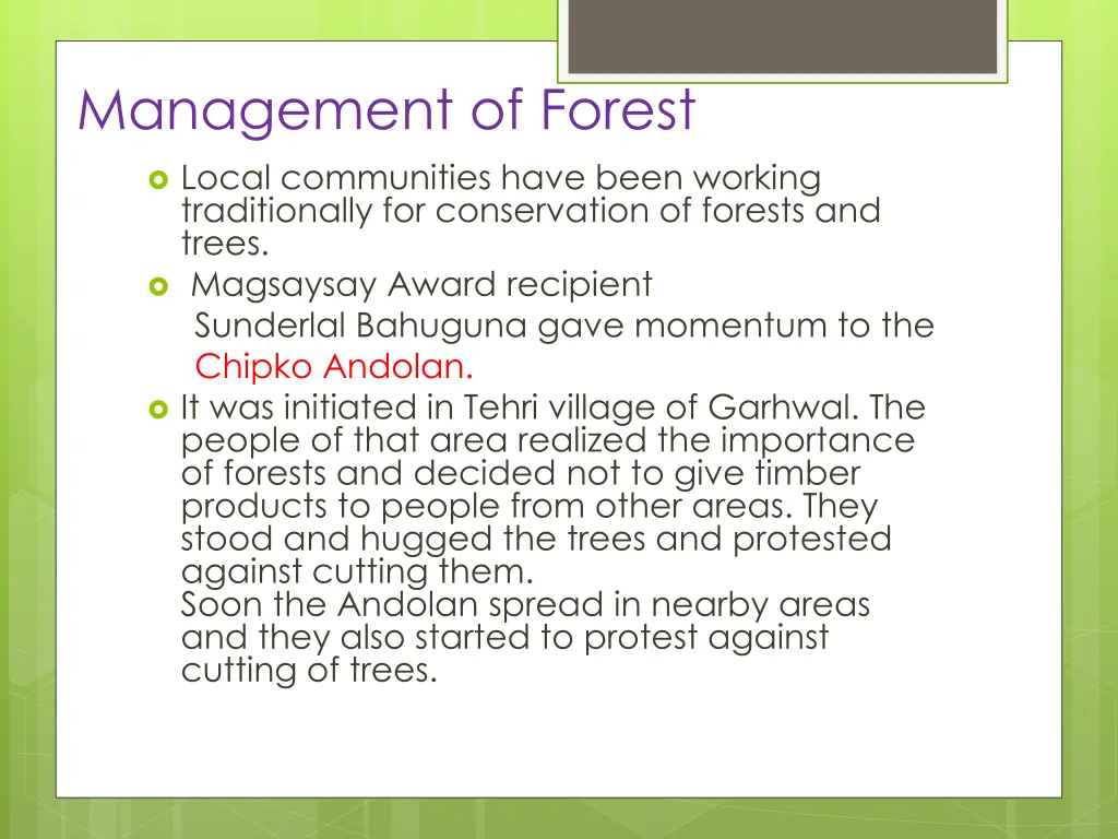 management of forest