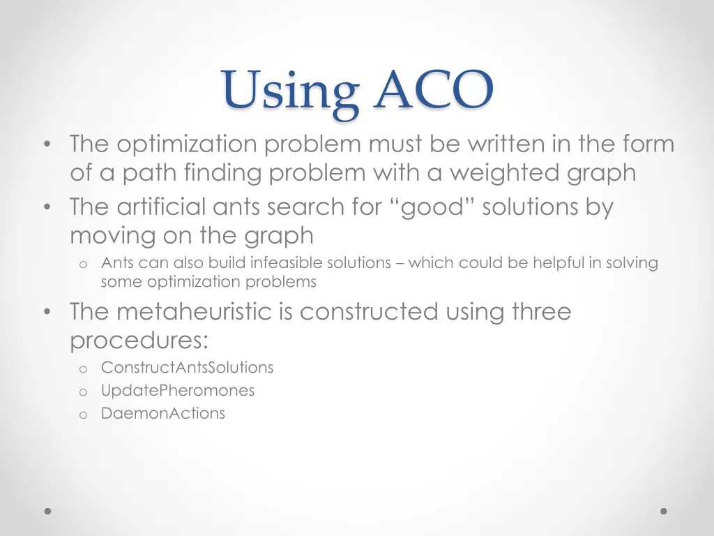 using aco