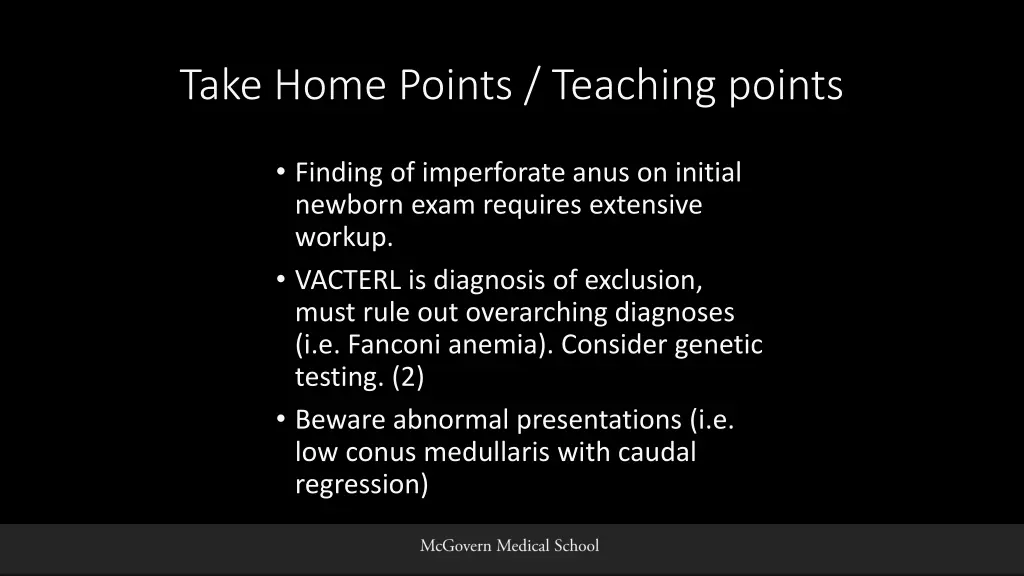 take home points teaching points