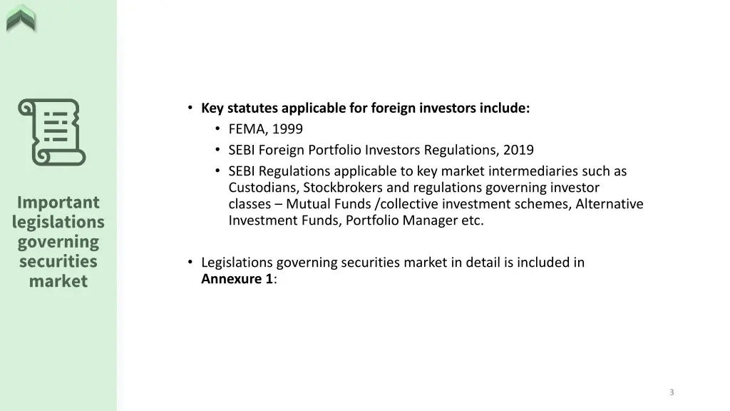 key statutes applicable for foreign investors