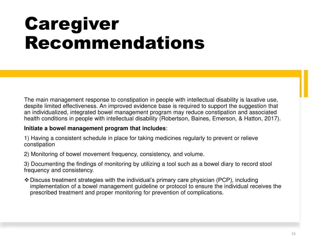 caregiver recommendations