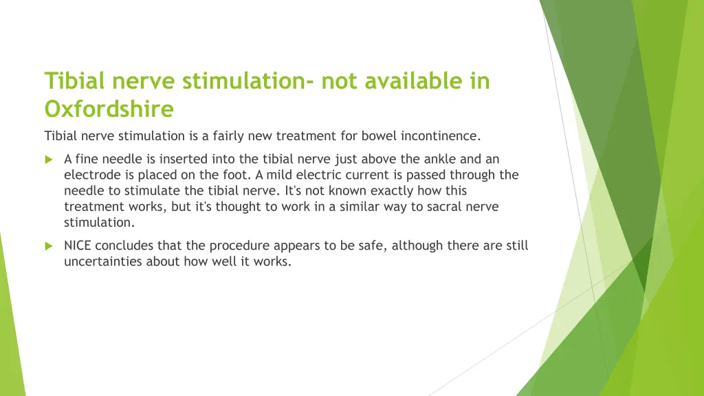 tibial nerve stimulation not available