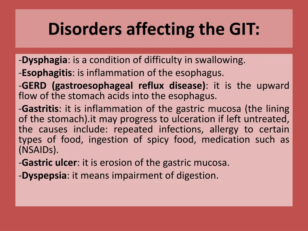 disorders affecting the git