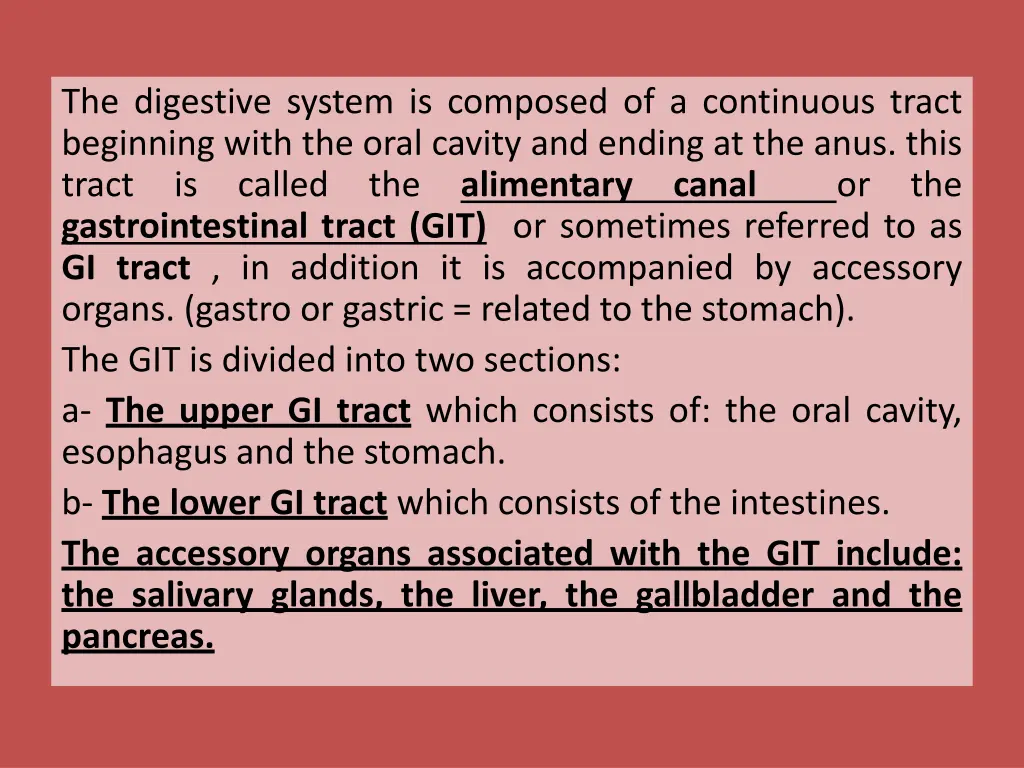 the digestive system is composed of a continuous