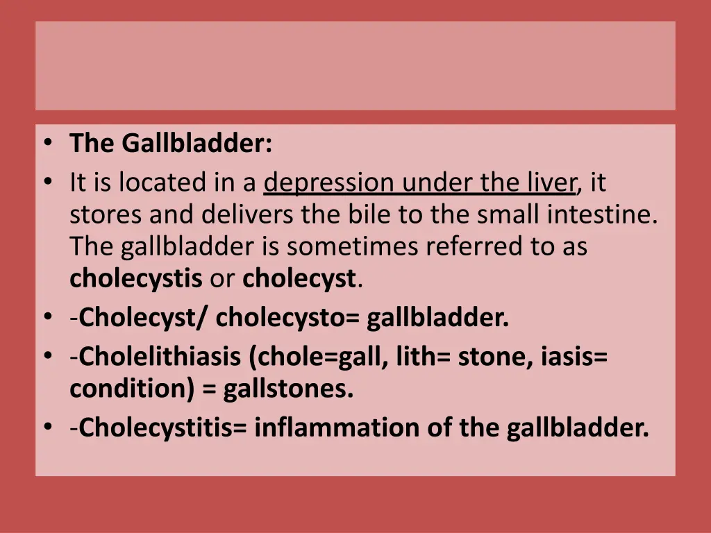 the gallbladder it is located in a depression