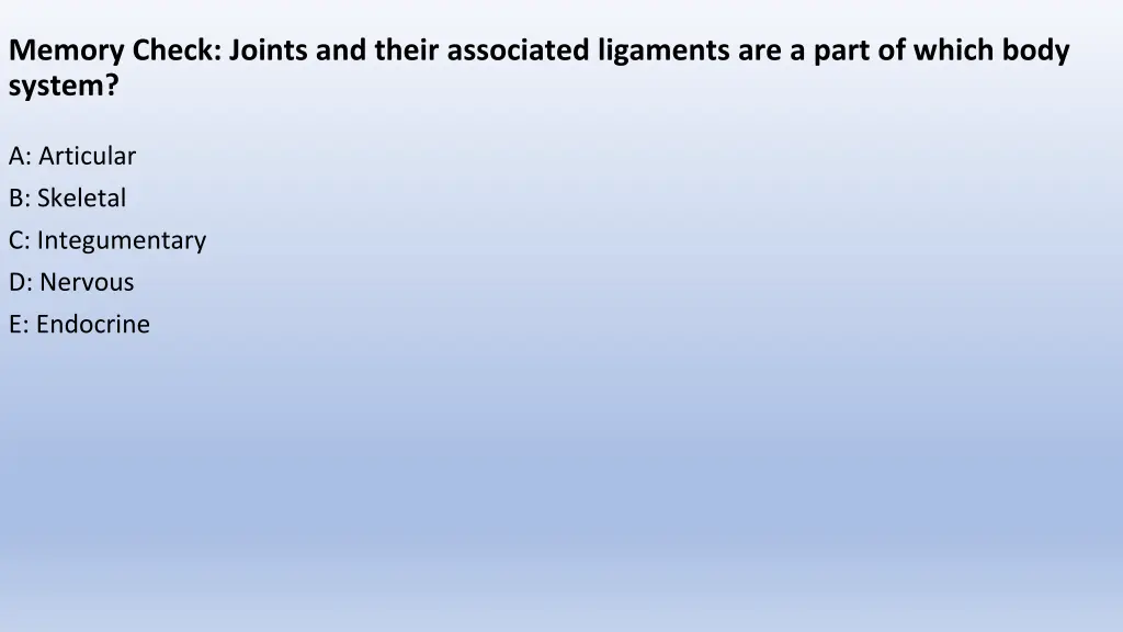 memory check joints and their associated