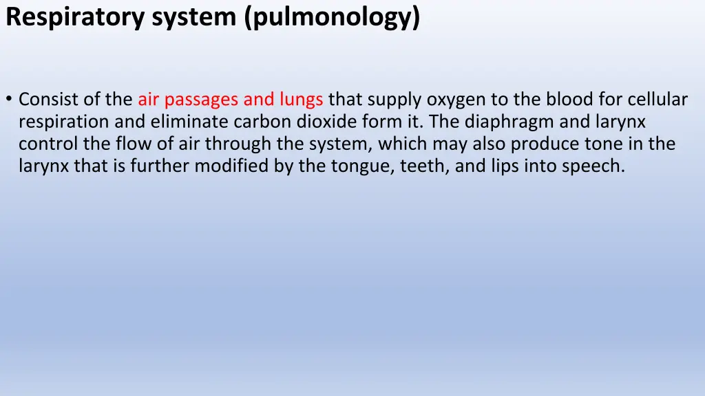 respiratory system pulmonology