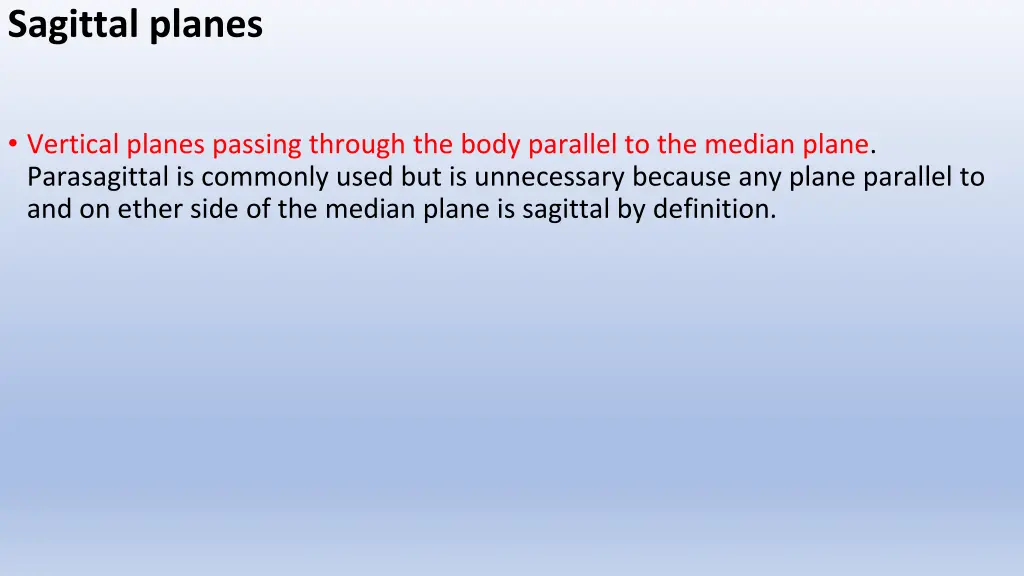 sagittal planes