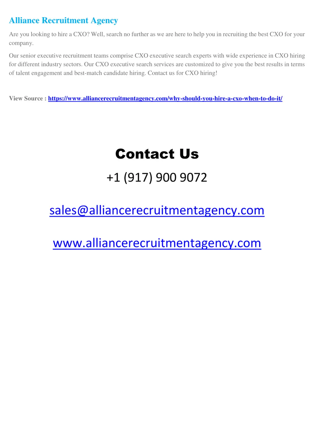 alliance recruitment agency