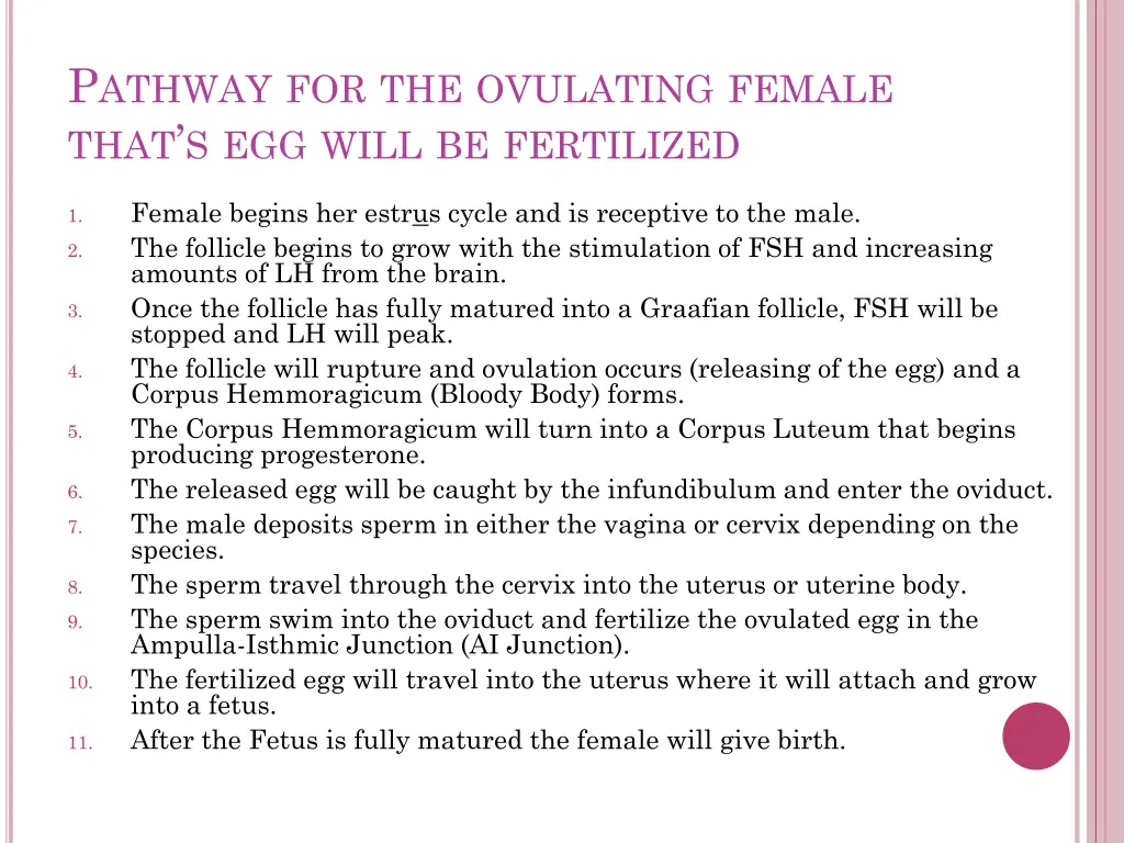 p athway for the ovulating female that s egg will 1