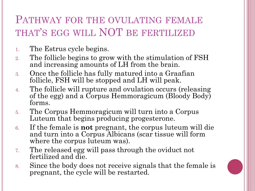 p athway for the ovulating female that s egg will