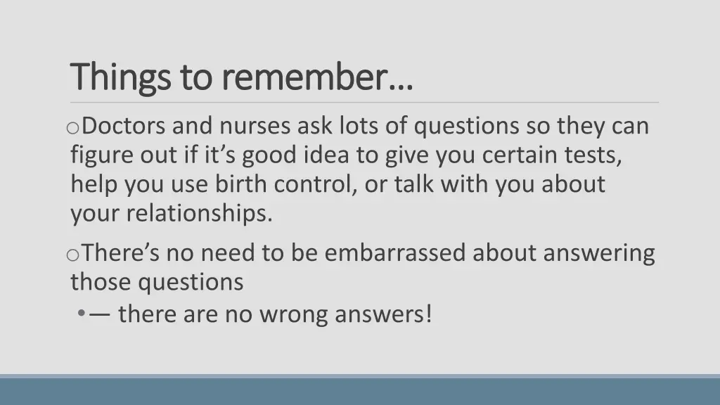 things to remember things to remember o doctors