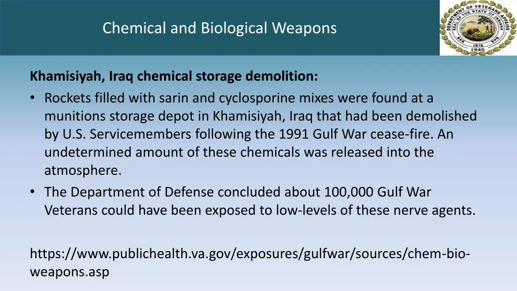 chemical and biological weapons