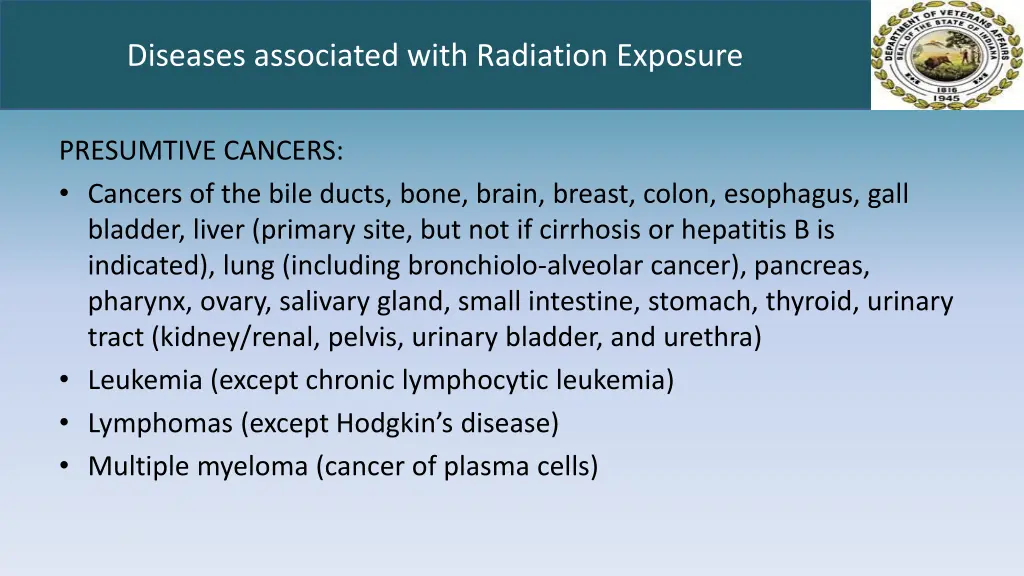 diseases associated with radiation exposure 1