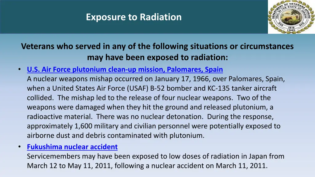 exposure to radiation