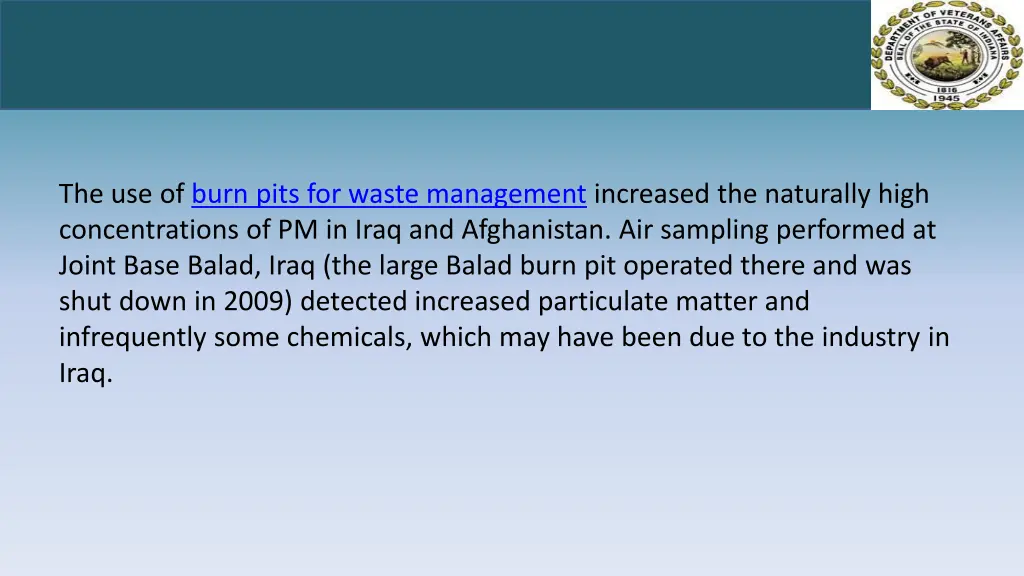 the use of burn pits for waste management