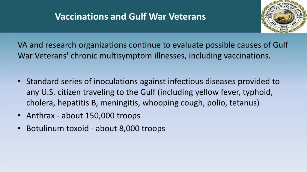 vaccinations and gulf war veterans 1