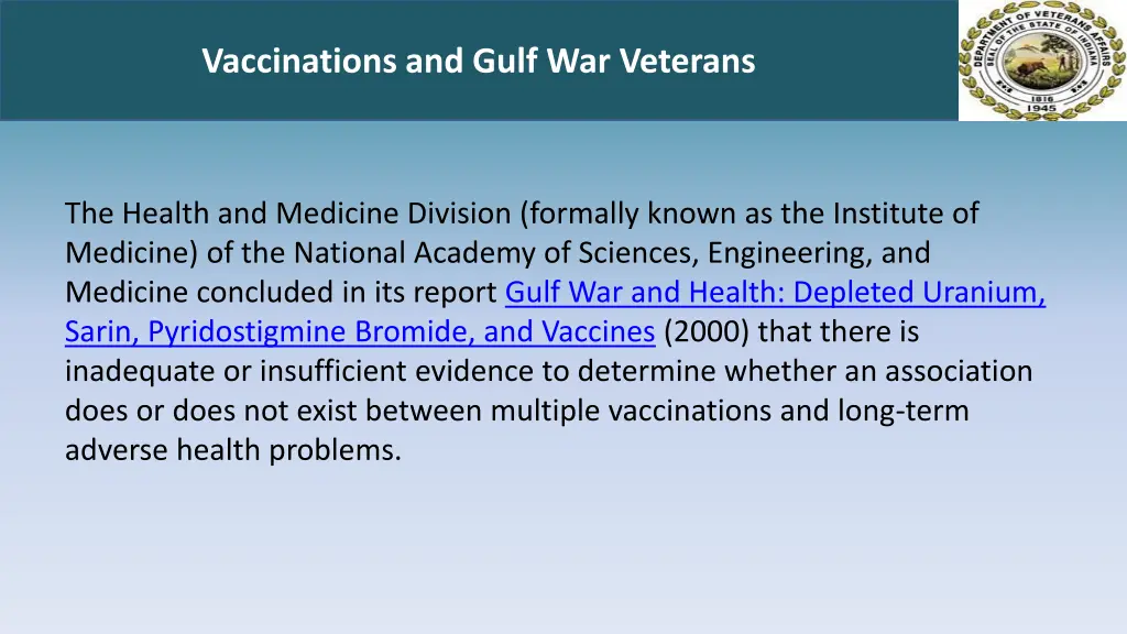 vaccinations and gulf war veterans