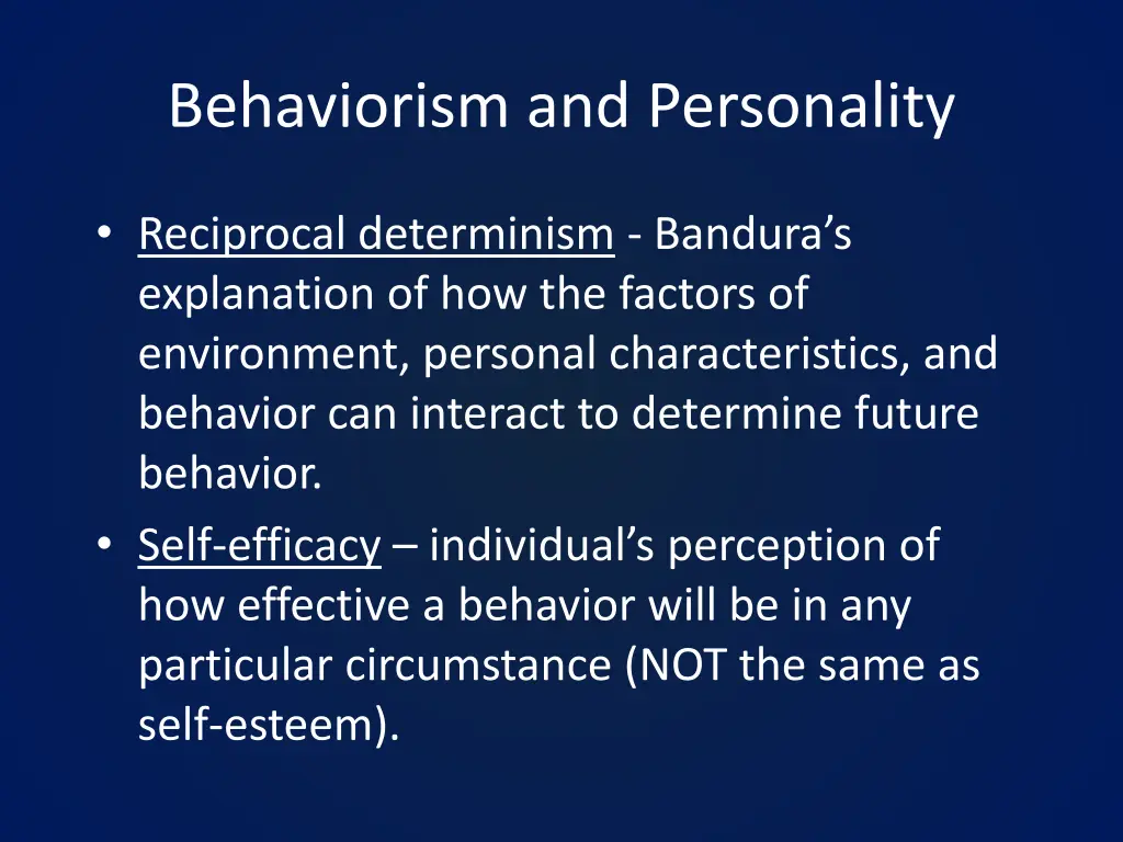 behaviorism and personality 1