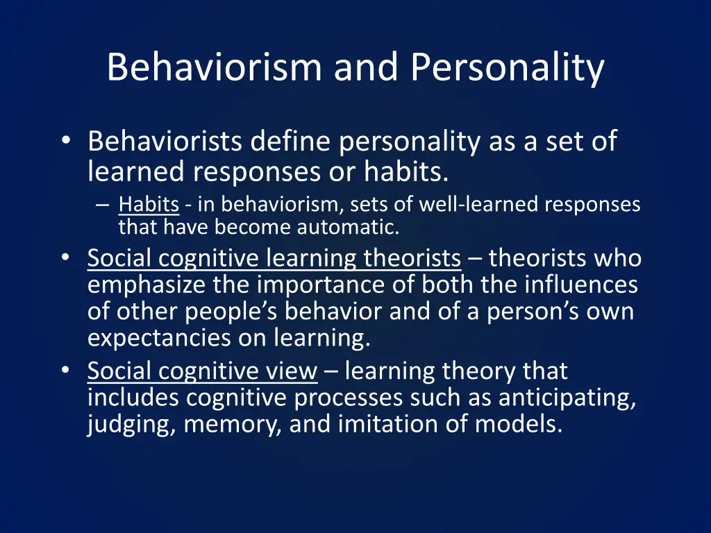 behaviorism and personality