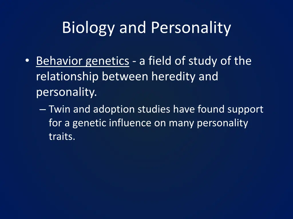 biology and personality