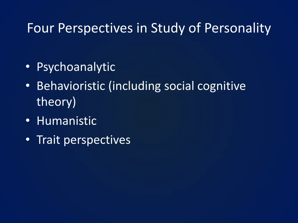 four perspectives in study of personality