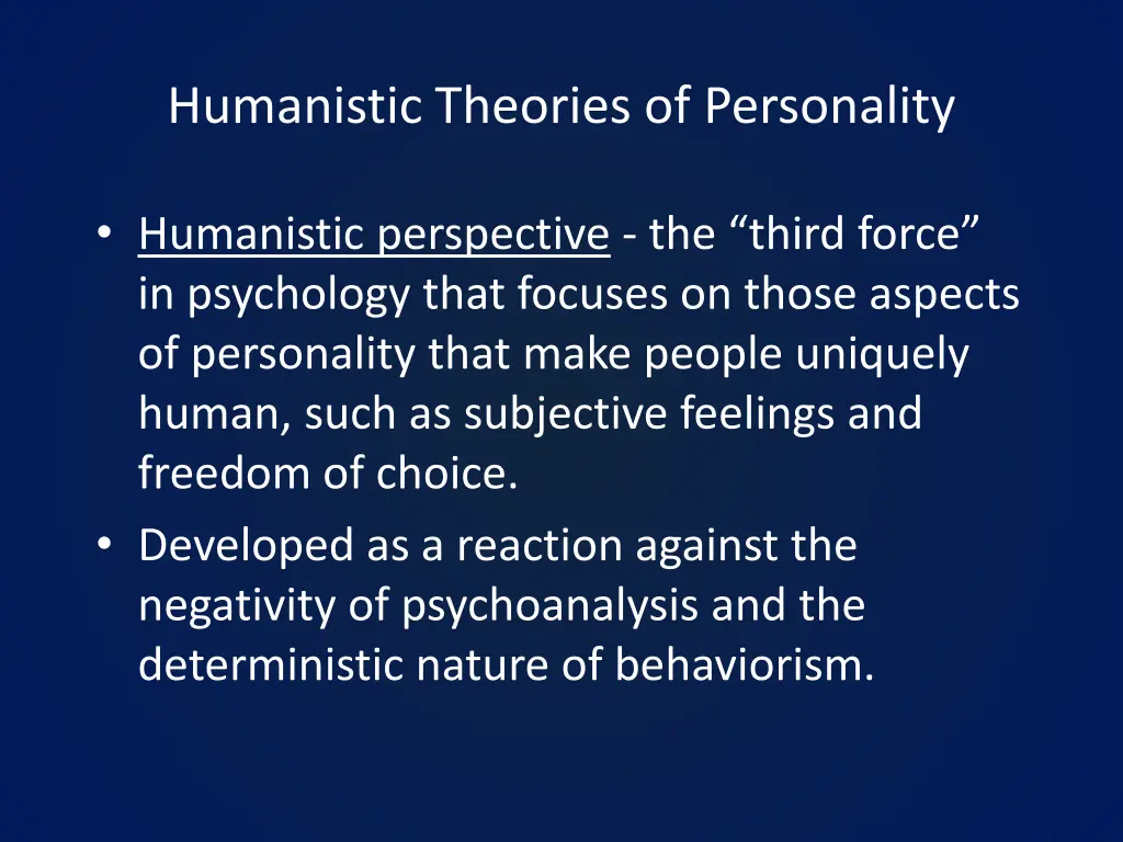 humanistic theories of personality