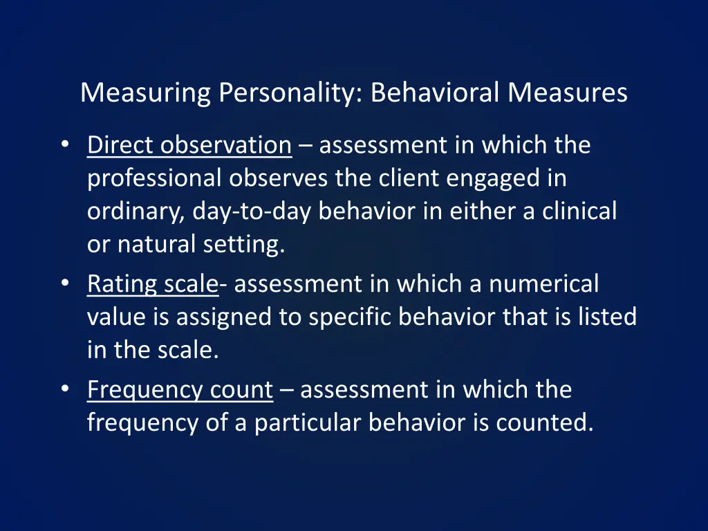 measuring personality behavioral measures