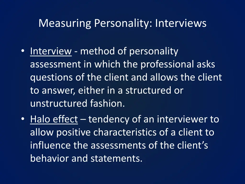 measuring personality interviews