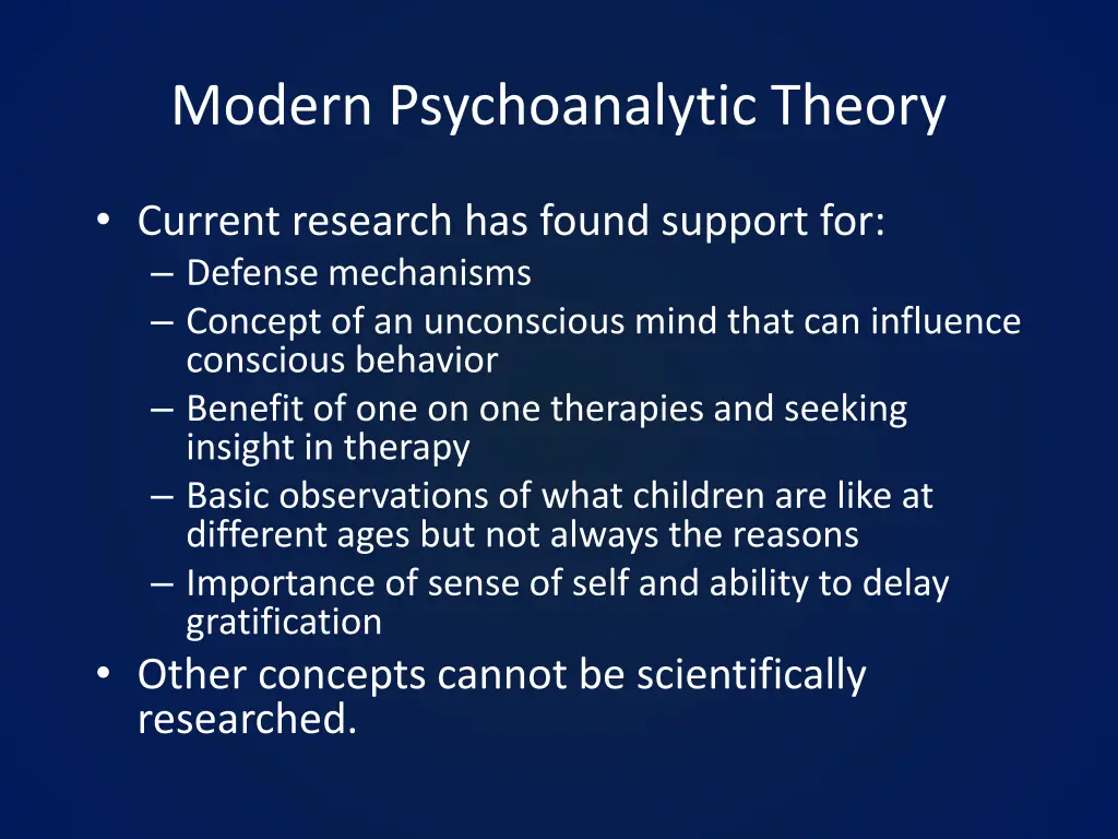 modern psychoanalytic theory