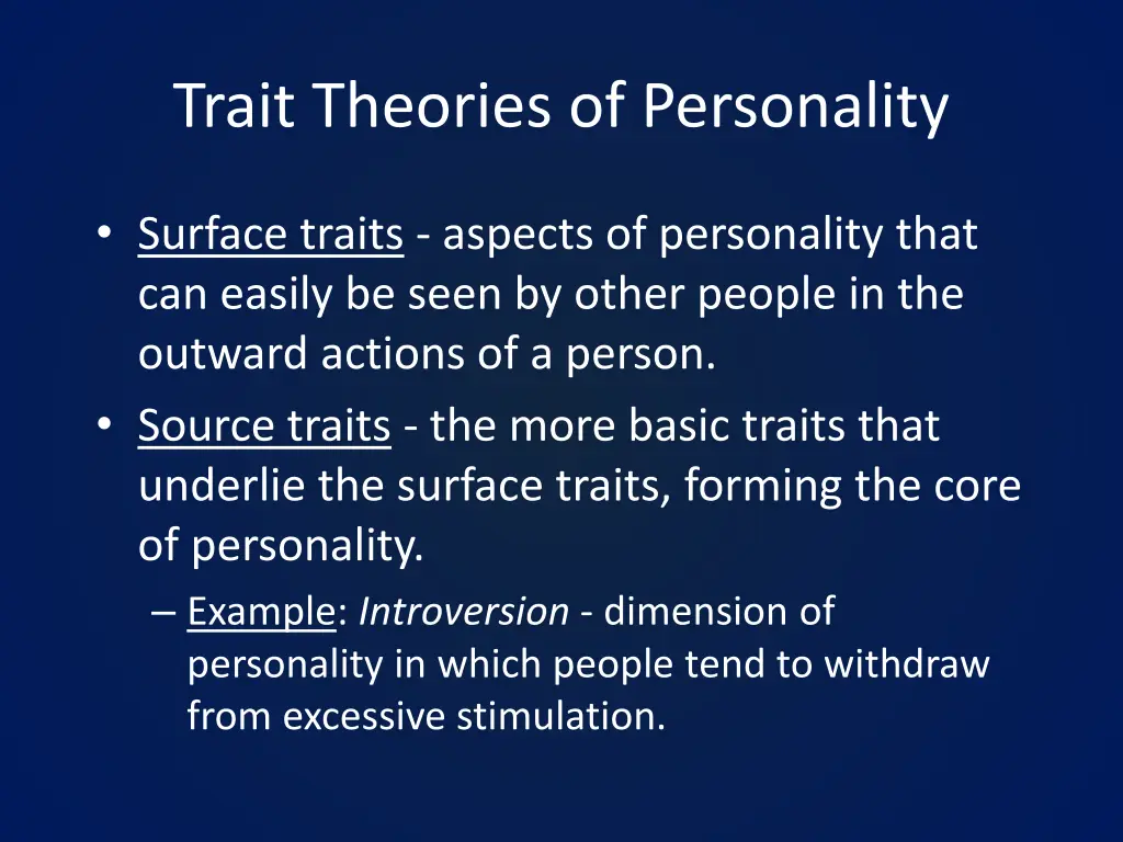 trait theories of personality 1