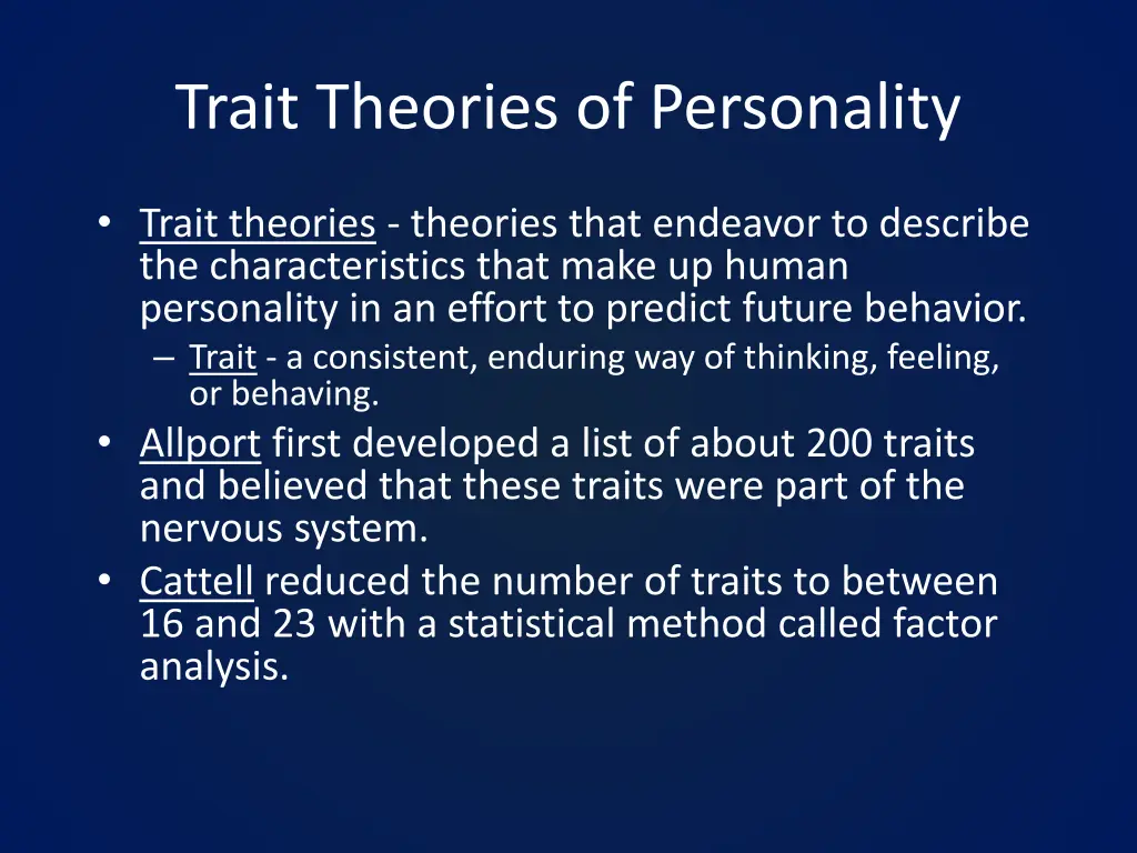 trait theories of personality