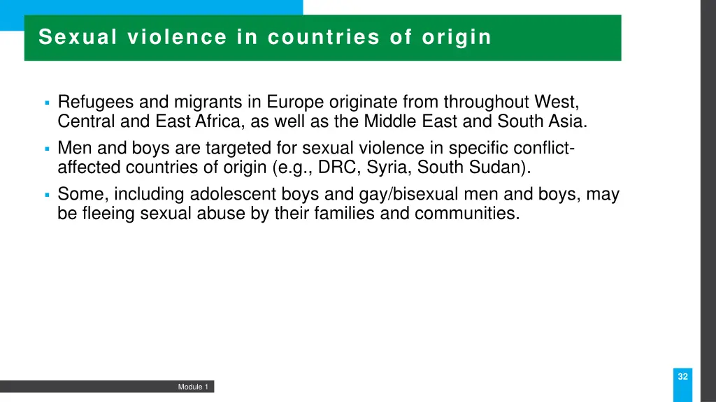 sexual violence in countries of origin