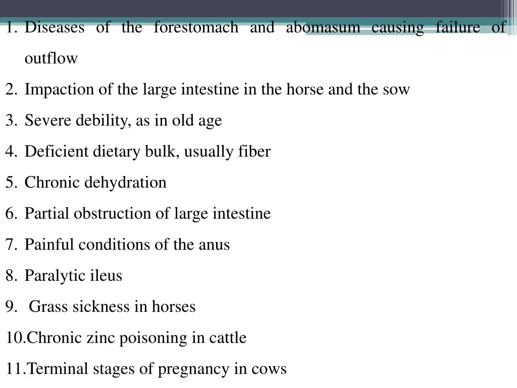 1 diseases of the forestomach and abomasum