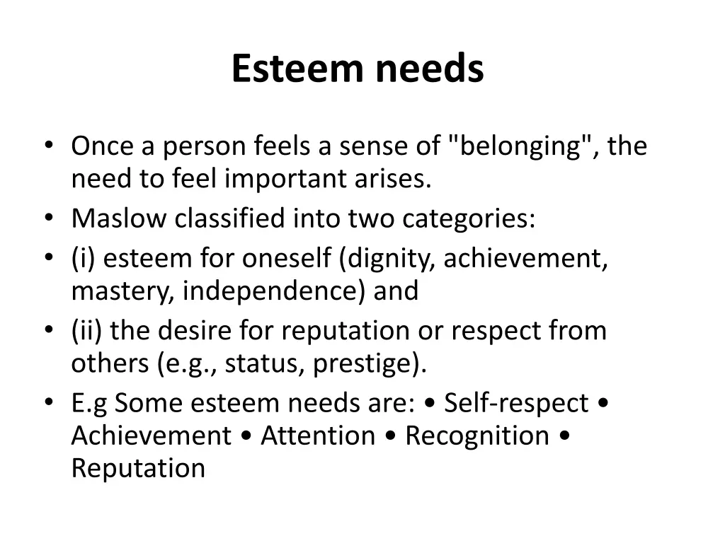 esteem needs