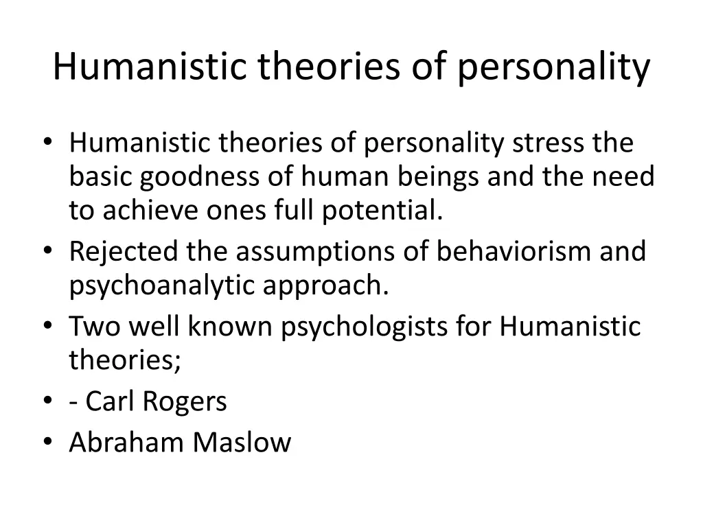 humanistic theories of personality